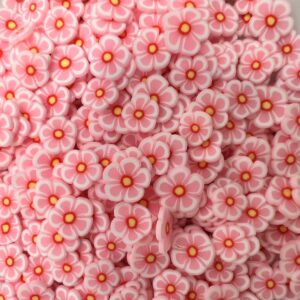 Petal Pink Sparkles: 5mm Clay Pink Flower Slices