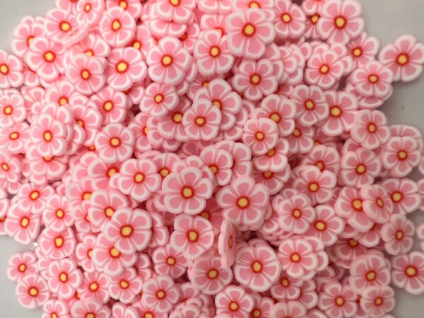 Petal Pink Sparkles: 5mm Clay Pink Flower Slices