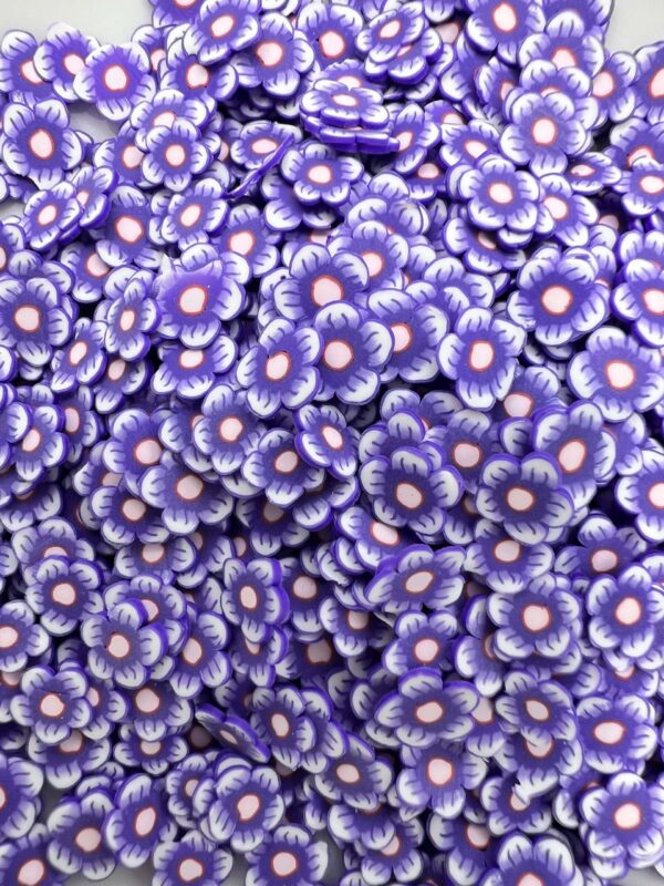 Lilac Bloom: 5mm Clay Purple Flower Slices