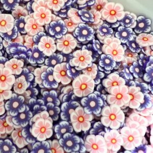 Petal Bliss Mix: 5mm Clay Pink and Purple Flower Slices