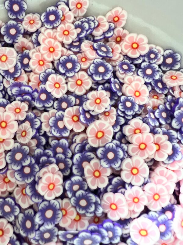 Petal Bliss Mix: 5mm Clay Pink and Purple Flower Slices