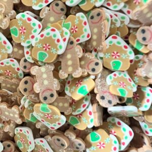 Gingerbread Village Charm Mix: 5mm Clay Gingerbread Men and Houses Slices