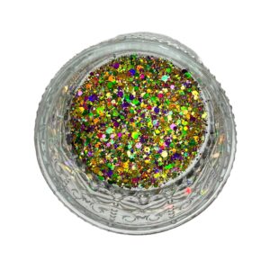 Confetti Sparkle Gold Green Mix - Chunky Mixed Colour Premium Glitter