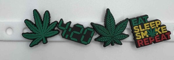 420 Croc Charms – Weed Leaf, 420 Clock & Smoke Repeat Set