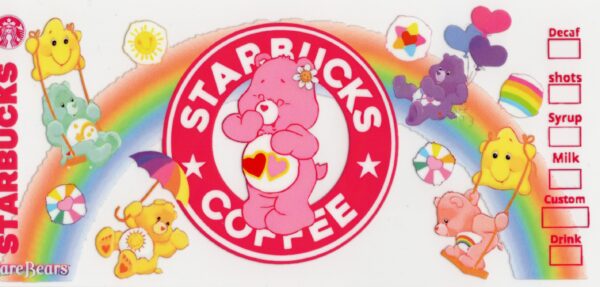 Care Bears Starbucks Coffee 16oz UV DTF Wrap