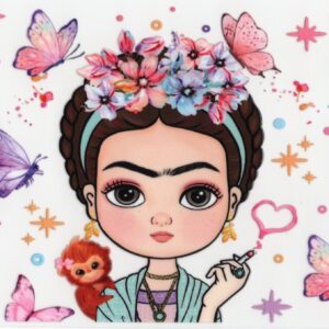 Frida Inspired with Butterflies 16oz UV DTF Wrap