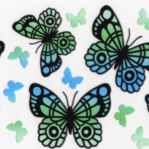 Green Blue Butterflies 16oz UV DTF Wrap