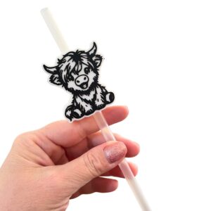 3D Highland Cow Straw Charm – 10mm Stanley Adorable Cow Head for Tumblers, Cute Pastel Tumbler Accessory | Straw Topper