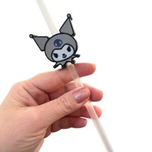 3D Printed Kuromi Straw Charm – 10mm Stanley Kuromi | Cute Drink Accessories | Straw Topper