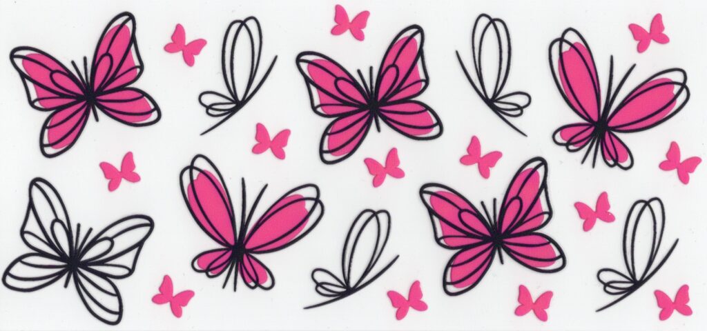 Pink Butterflies 16oz UV DTF Wrap