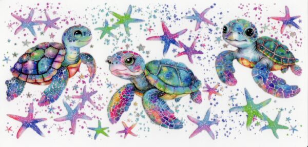 Rainbow Turtles 16oz UV DTF Wrap