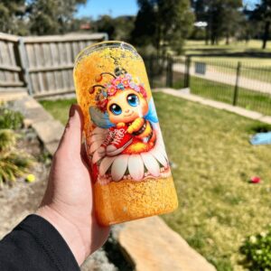 Cutie Bee Vibes - Ready Made 16oz Glass Snowglobe Tumbler