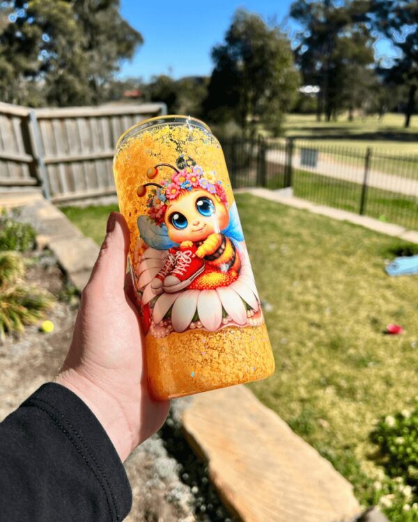 Cutie Bee Vibes - Ready Made 16oz Glass Snowglobe Tumbler
