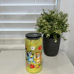 Bluey and Friends - Ready Made 16oz Glass Snowglobe Tumbler