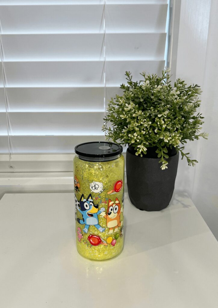 Bluey and Friends - Ready Made 16oz Glass Snowglobe Tumbler