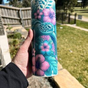 Turtle Reef and Flowers - Ready Made 20oz Stainless Steel Tumbler