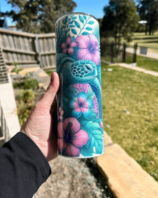 Turtle Reef and Flowers - Ready Made 20oz Stainless Steel Tumbler