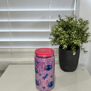 Stitch Purple Glitter - Ready Made 16oz Acrylic Snowglobe Tumbler