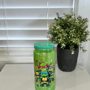Teenage Mutant Ninja Turtles Green Glitter - Ready Made 16oz Acrylic Snowglobe Tumbler