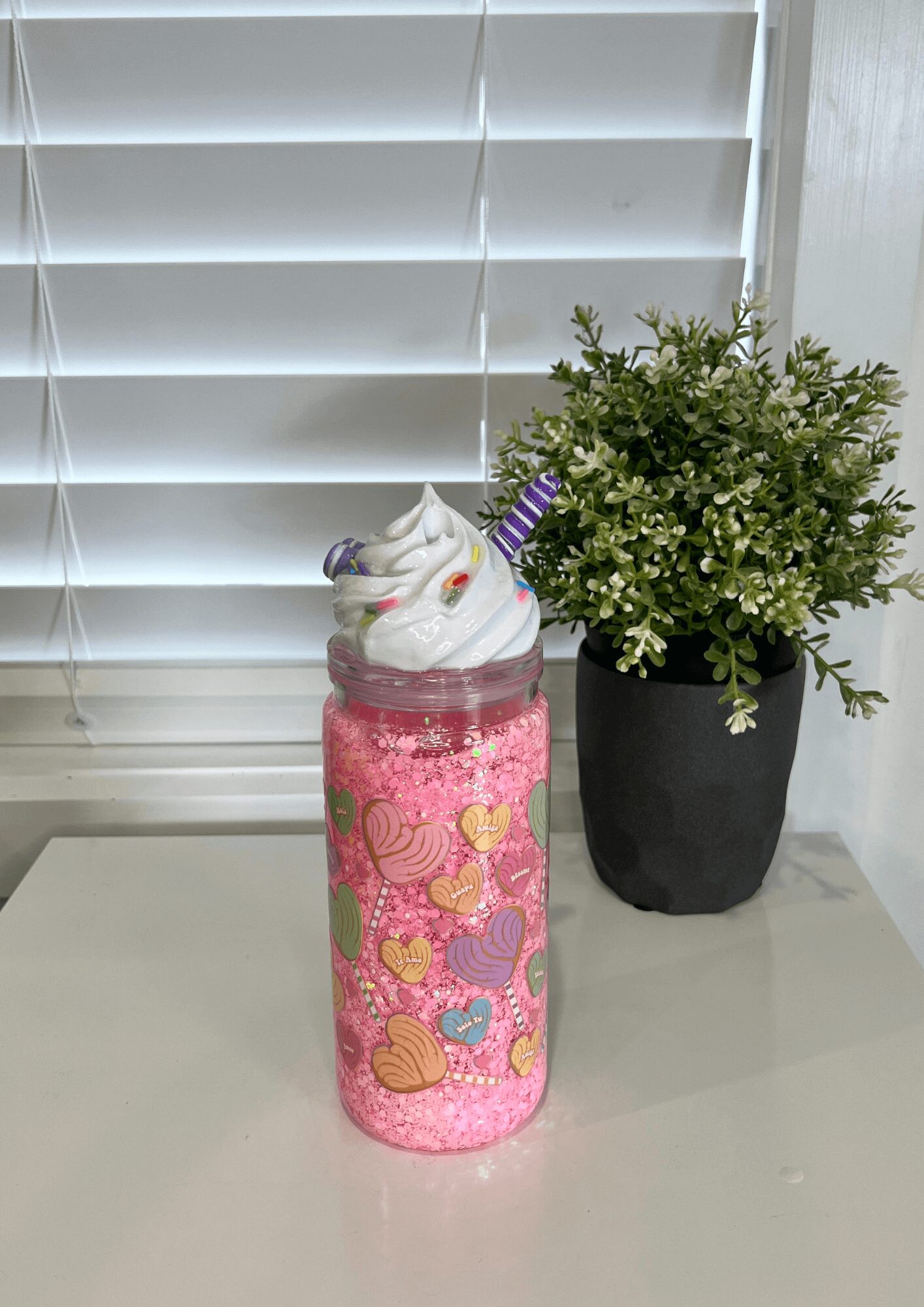 Whipped Cream Dreams - Ready Made 16oz Glass Snowglobe Tumbler
