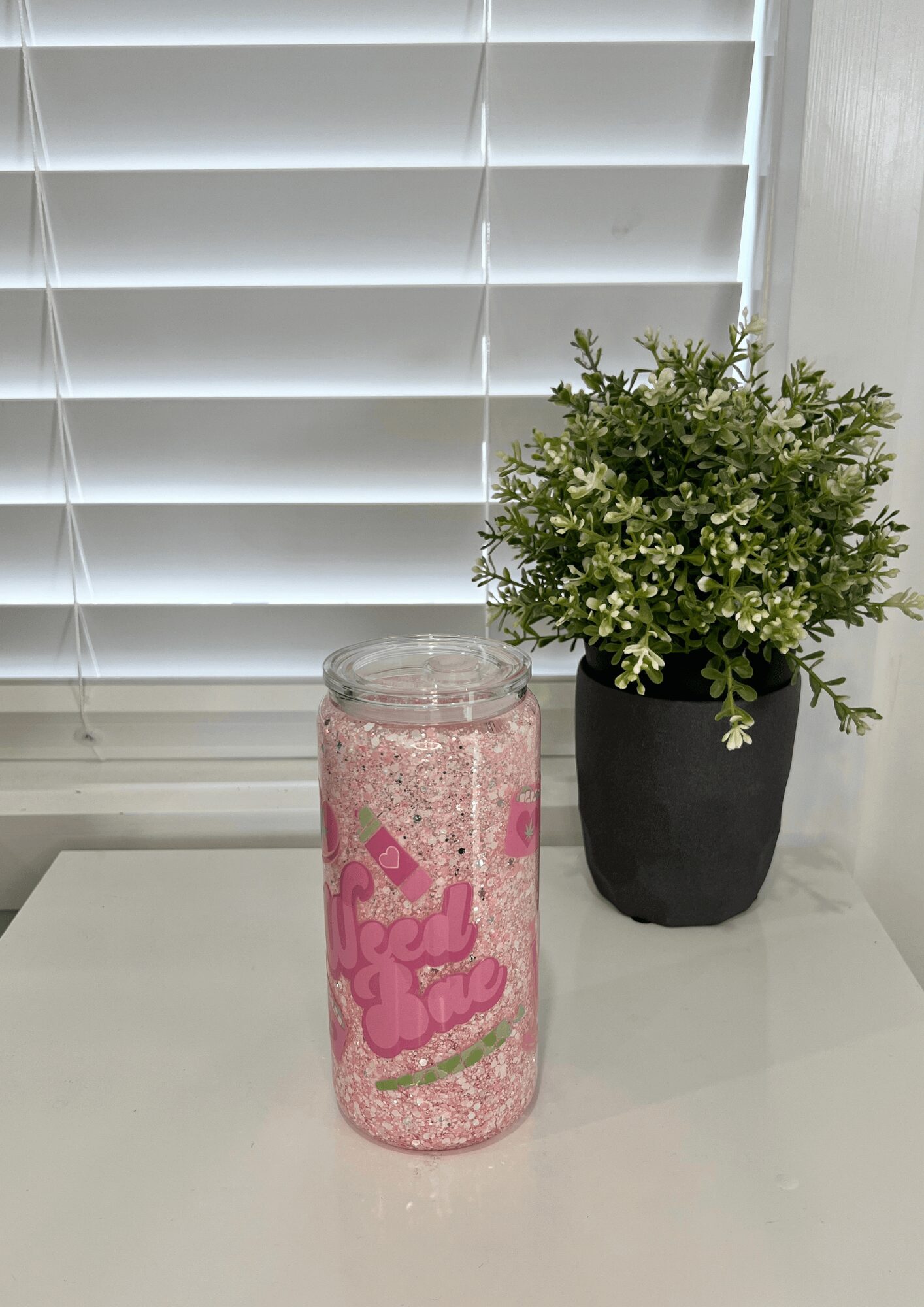 420 Weed Bae - Ready Made 16oz Glass Snowglobe Tumbler