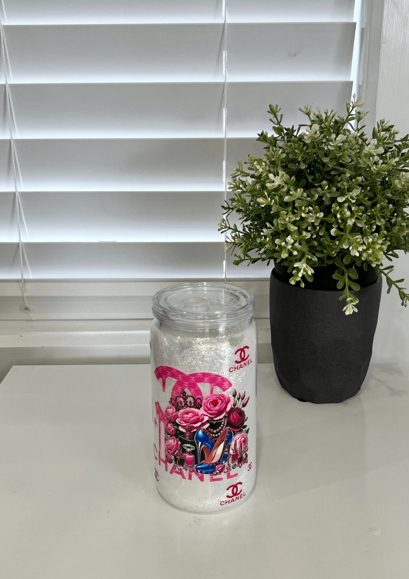 Chanel Inspired - Ready Made 16oz Acrylic Snowglobe Tumbler