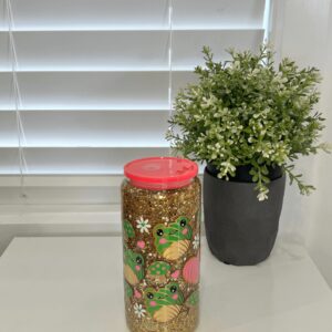 Golden Frogs - Ready Made 16oz Glass Snowglobe Tumbler