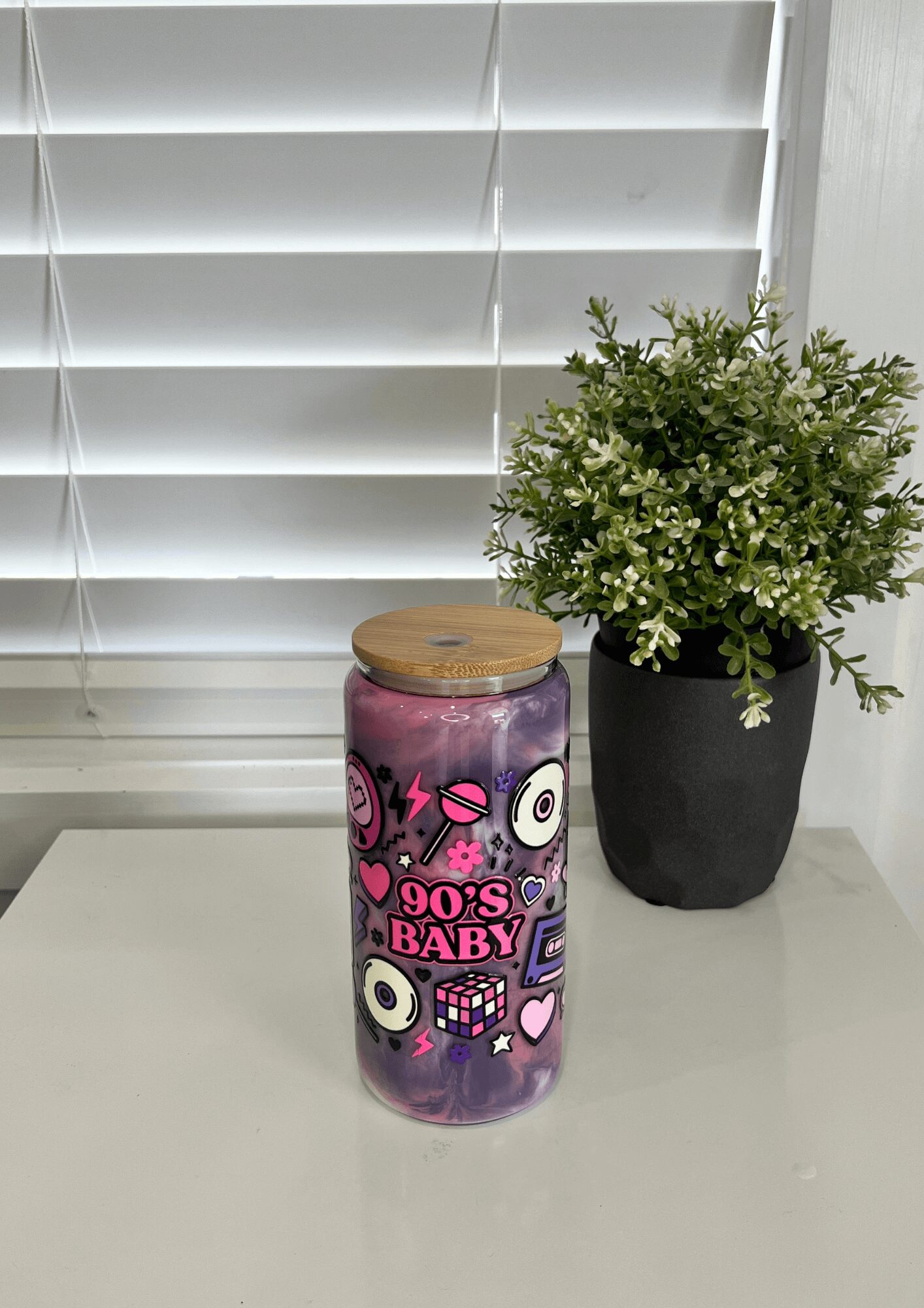 90's Baby - Ready Made 16oz Glass Snowglobe Tumbler