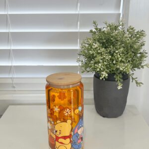 Pooh Hunny Drip - Ready Made 16oz Glass Snowglobe Tumbler