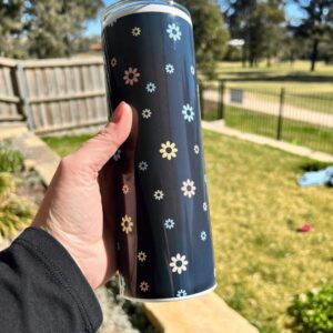 SECONDS Black Daisy's - Ready Made 20oz Stainless Steel Tumbler