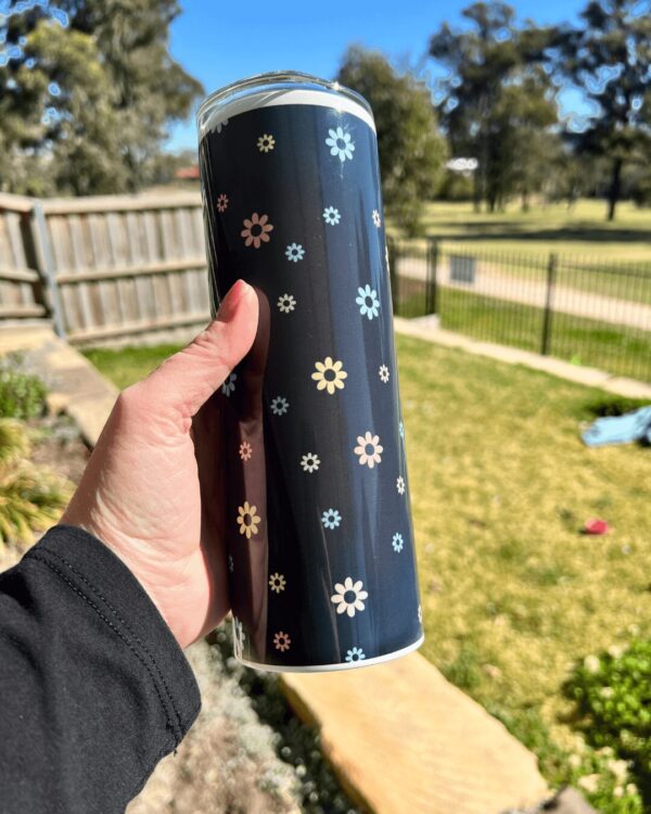 SECONDS Black Daisy's - Ready Made 20oz Stainless Steel Tumbler