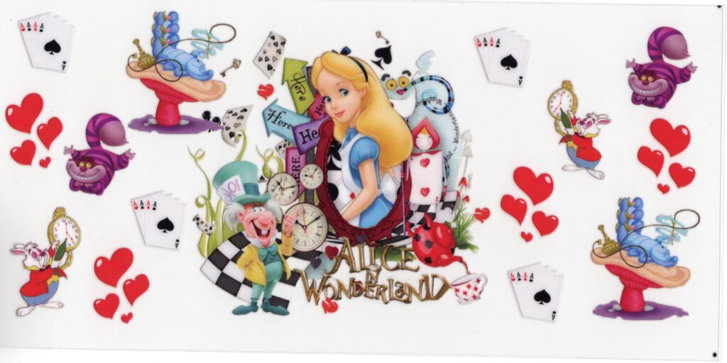Alice in Wonderland 16oz UV DTF Wrap