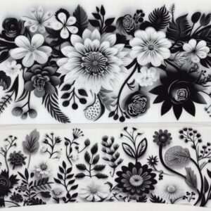Black and White Flowers 40oz UV DTF Wrap
