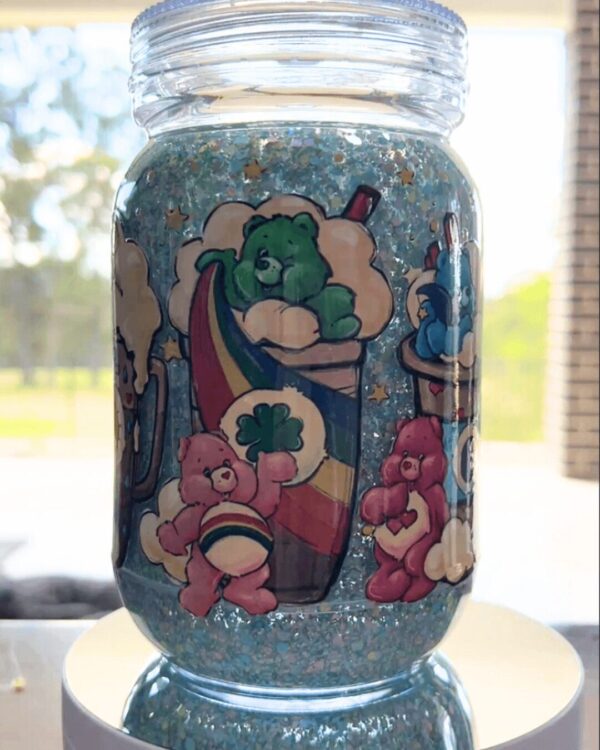 Rainbow Care Bears - Ready Made Acrylic Mason Jar