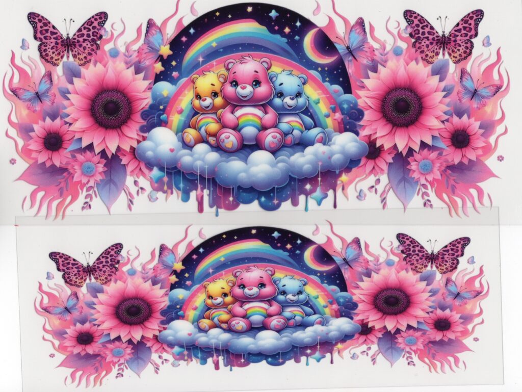 Care Bears on Clouds 40oz UV DTF Wrap