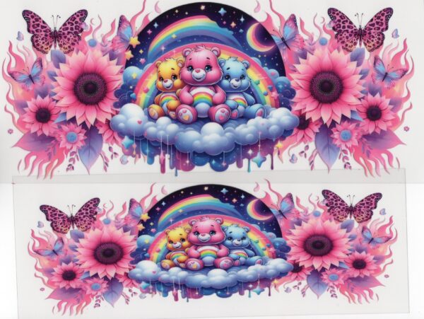 Care Bears on Clouds 40oz UV DTF Wrap