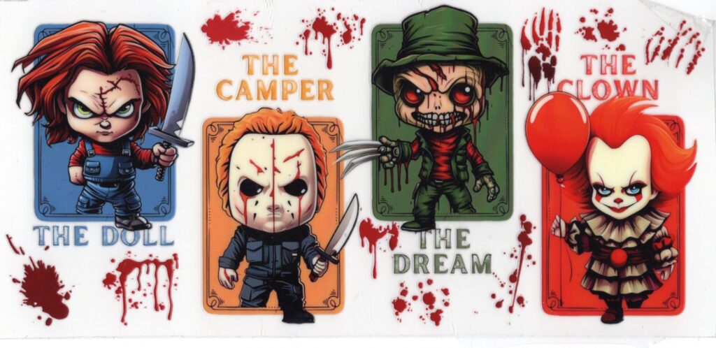 Chibi Horror Characters 16oz UV DTF Wrap - SECONDS
