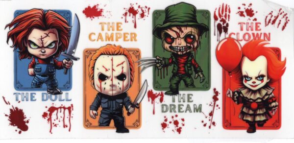 Chibi Horror Characters 16oz UV DTF Wrap - SECONDS