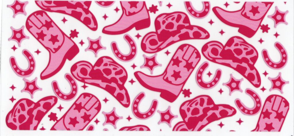 Cowgirl Boots and Hats Pink 16oz UV DTF Wrap