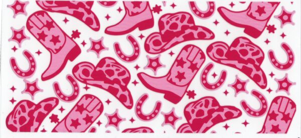 Cowgirl Boots and Hats Pink 16oz UV DTF Wrap