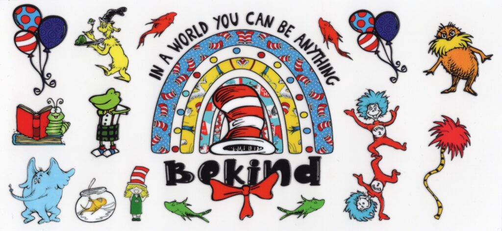 Dr Seuss Be Kind 16oz UV DTF Wrap