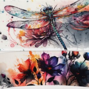 Dragonfly Flower 40oz UV DTF Wrap