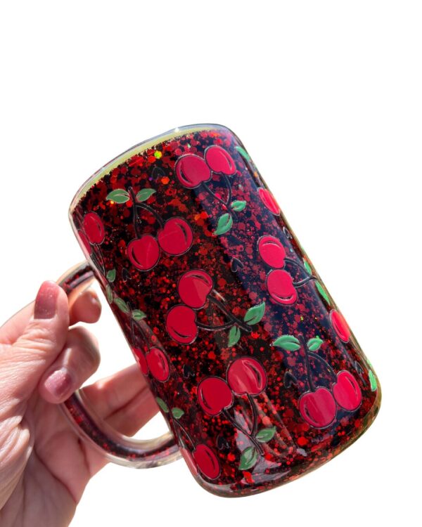 Cherry Bomb - Ready Made 20oz Snow Globe Glitter Handle Tumbler