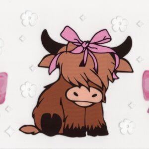 Highland Cow with Bows 16oz UV DTF Wrap