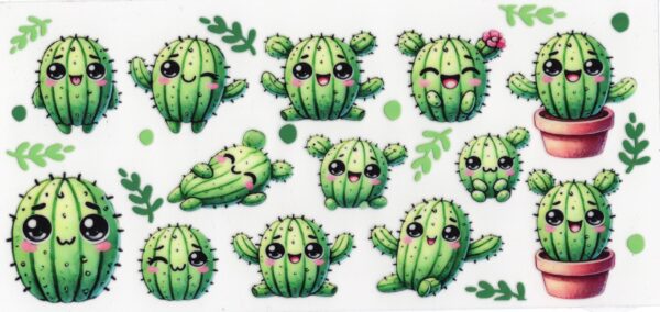 kawaii Cactus 16oz UV DTF Wrap