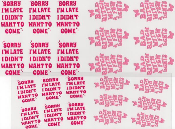 Sorry I'm late 40oz or Decals UV DTF