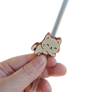 Kawaii Cat Straw Charm – 10mm Stanley Cat | Cute Drink Accessories 3D Printed | Straw Topper